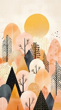 Autumn forest painting collage art.