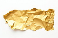 Gold foil paper white background aluminium crumpled.