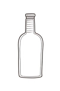 Minimal illustration of a whisky bottle drawing glass white background.
