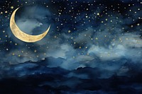 Moon in night sky watercolor background backgrounds astronomy outdoors.