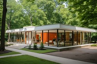 Mid century modern house architecture building outdoors.
