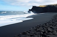 Black sand beach outdoors horizon nature.