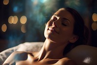 Woman at massage therapy light adult night.