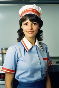Latin America female portrait uniform hairstyle.