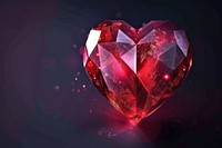 Ruby stone gemstone heart illuminated.