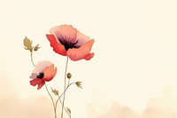 Red Poppy watercolor minimal background poppy flower petal.