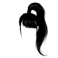Hairstyle ponytail black white background.