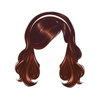 Big hairband on brown hair hairstyle wig white background.