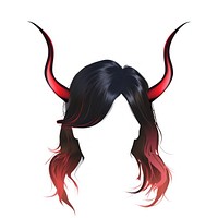 Black red horn hairstyle white background headshot portrait.