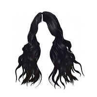 Black wavy hairstyle adult face white background.
