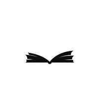Book logo icon symbol black white background.