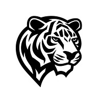 Tiger logo icon white black white background.