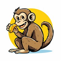 Monkey eating banana Clipart wildlife cartoon mammal.