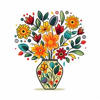 Spring flower heart vase cartoon pattern drawing.