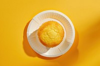 Muffin plate yellow food.