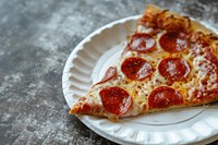 Pizza with pepperoni slice plate food.