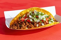 Taco plate food meat.