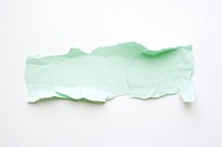 Green paper torn white background.