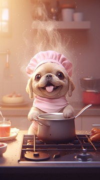 Cute dog kitchen cartoon mammal.