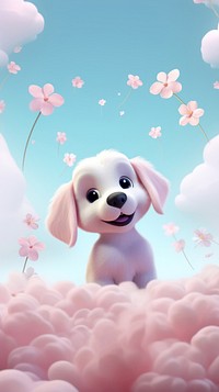 Cute dog cartoon flower outdoors.
