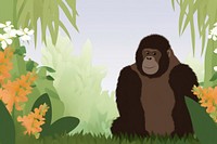 Gorilla cute animal wildlife cartoon monkey.