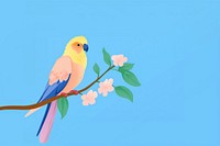 Parrot cute animal cartoon branch flower.