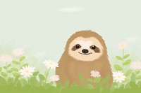 Sloth cute animal flower wildlife cartoon.