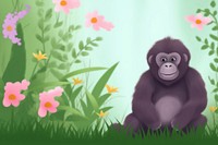 Gorilla cute animal wildlife cartoon monkey.