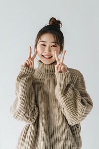 Korean teenager portrait sweater looking.