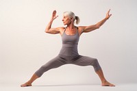 Yogi practice of a mature female for physical workout and wellbeing sports adult yoga.