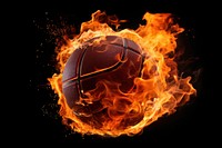 Basketball fire flame black background.
