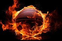 Basketball fire flame black background.