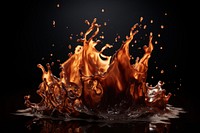 Chocolate fire flame black background.