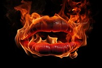 Mouth fire flame black background.