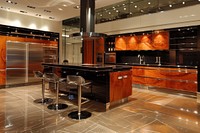 Kitchen interior furniture floor architecture.