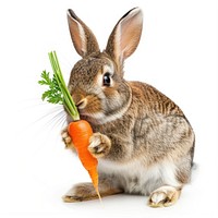 Rabbit holding carrot animal vegetable rodent.