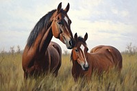 Horse horse grassland painting.