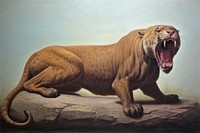 Smilodon wildlife painting animal.