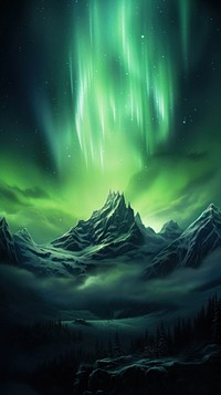 Northern Lights nature night green.