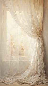 A white cutain at the window backgrounds painting curtain.