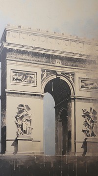 Acrylic paint of arc de triomphe representation architecture creativity.