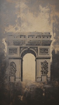 Acrylic paint of arc de triomphe architecture painting art.