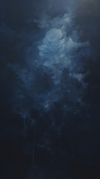 Acrylic paint of blue rose painting nature night.