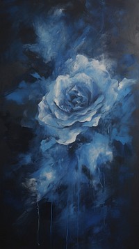 Acrylic paint of blue rose painting nature flower.