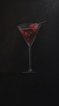 Acrylic paint of cocktail martini drink glass.