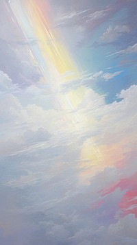 Acrylic paint of rainbow sky nature cloud.