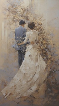 Acrylic paint of wedding painting fashion dress.