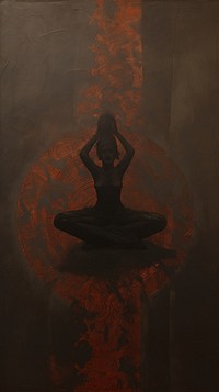 Acrylic paint of yoga spirituality cross-legged flexibility.