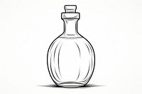 Bottle sketch glass white background.