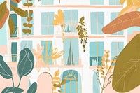 Cute hotel illustration backgrounds outdoors pattern.